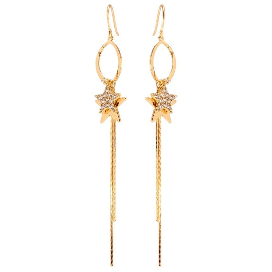 Серьги Xuping QQMM Позолота 18K французский замок Звездные подвески фото №1