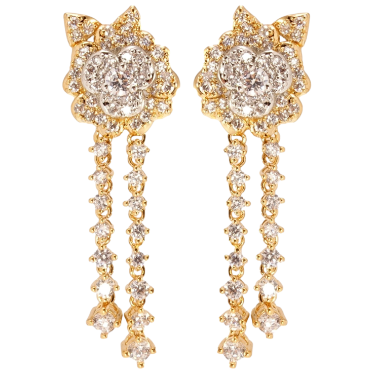 Серьги Xuping QQMM Позолота 18K + Родий пусеты Цветочные подвески с инкрустацией цирконием фото №24