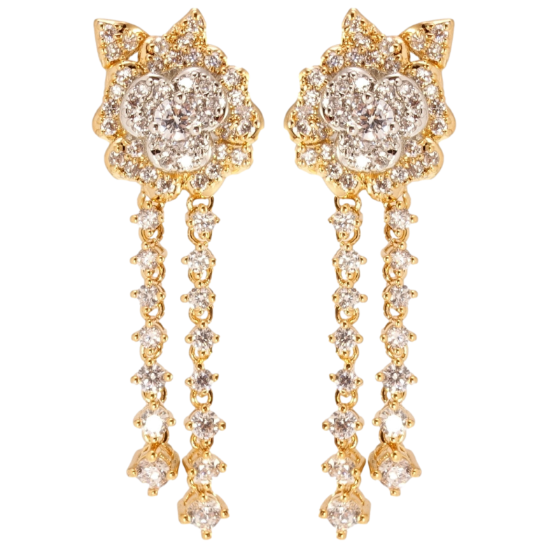 Серьги Xuping QQMM Позолота 18K + Родий пусеты Цветочные подвески с инкрустацией цирконием фото №1