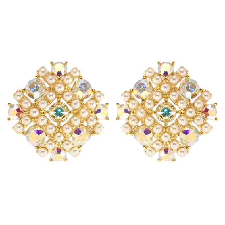 Сережки Xuping QQMM Позолота 14K пусети Витончені ромби з розсипом кристалів і фото №1