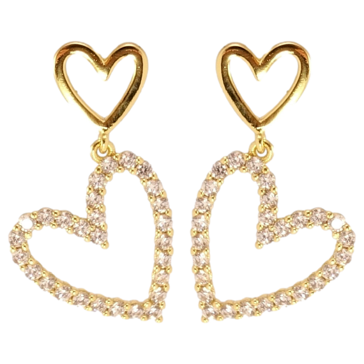 Сережки Xuping QQMM Позолота 14K пусети Сердечки з цирконієм фото №2