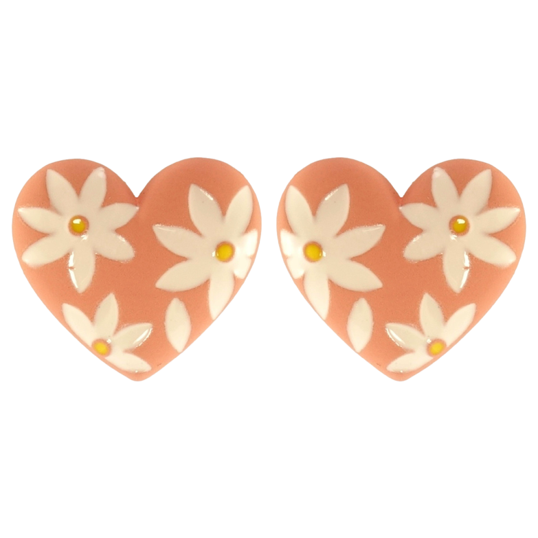 Сережки Xuping QQMM Родій пусети Емалеві серця з квітковим візерунком фото №6