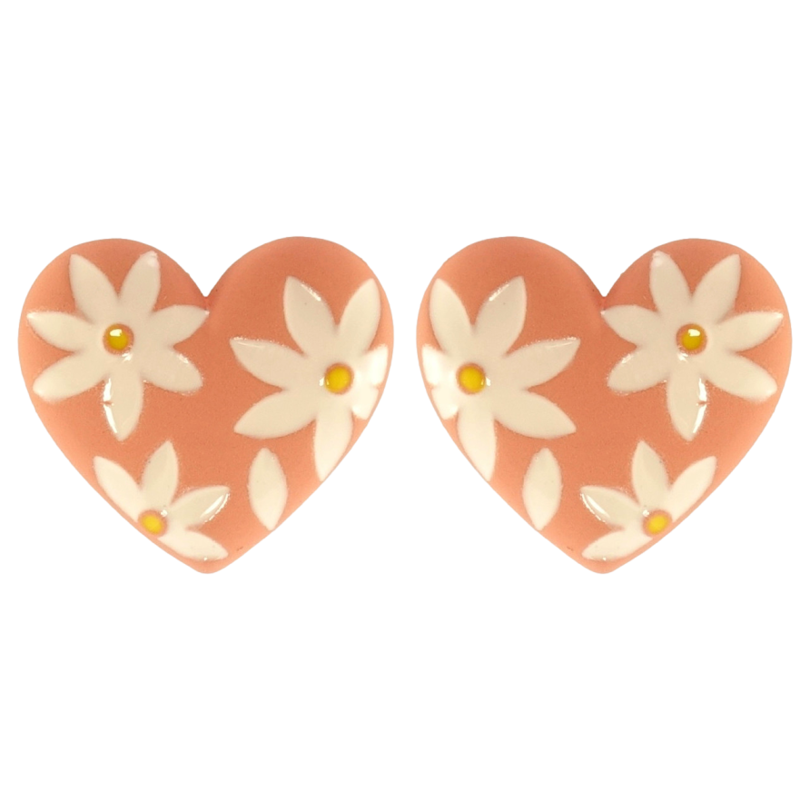 Сережки Xuping QQMM Родій пусети Емалеві серця з квітковим візерунком фото №1