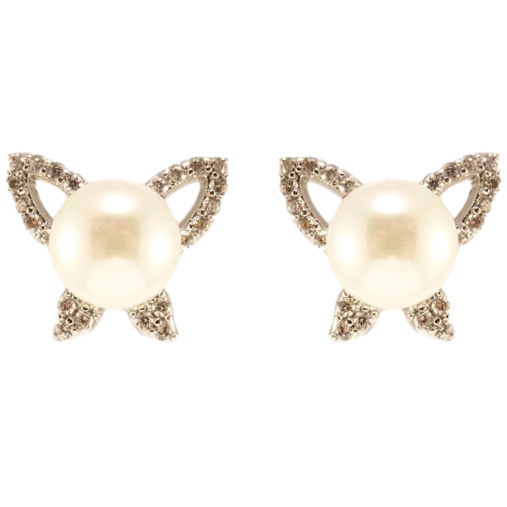 Сережки Xuping Родій пусети Кристальні метелики з перлами фото №20