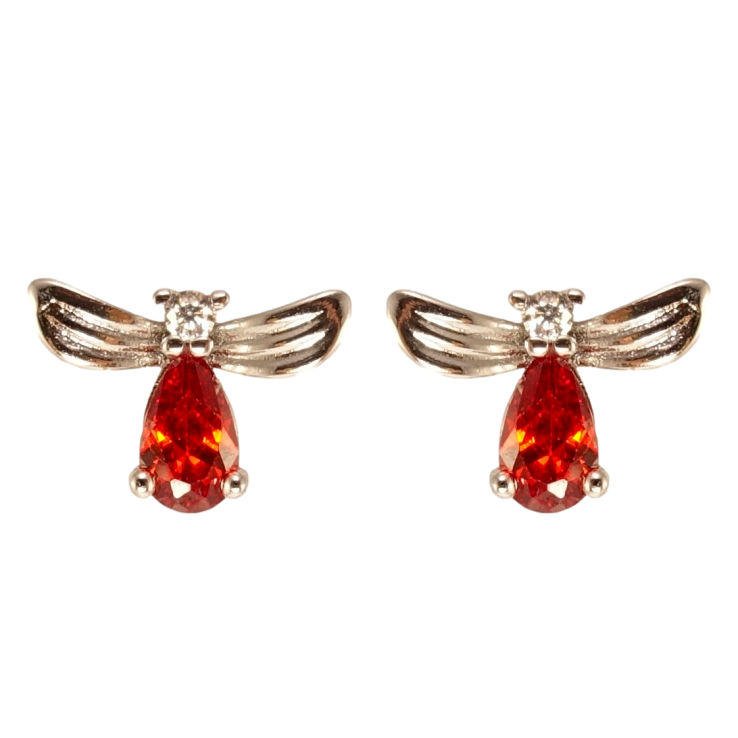 Сережки Xuping Родій пусети Червоні кристалічні мушки фото №14