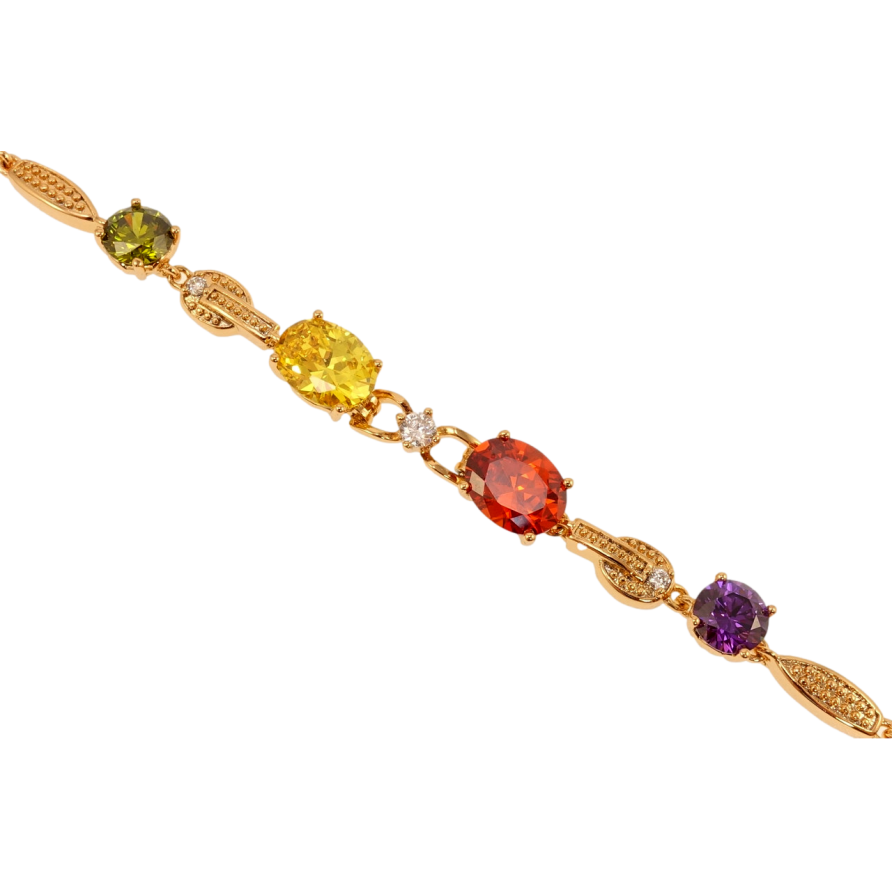 Браслет Xuping Позолота 18K Разноцветные кристаллы с декоративным плетением длина с доп.замком 17,19см х фото №1