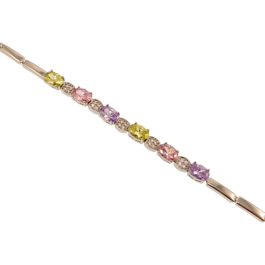 Браслет Xuping Родій Декоративне плетіння з кольоровими кристалами довжина 19см х 3мм фото №1