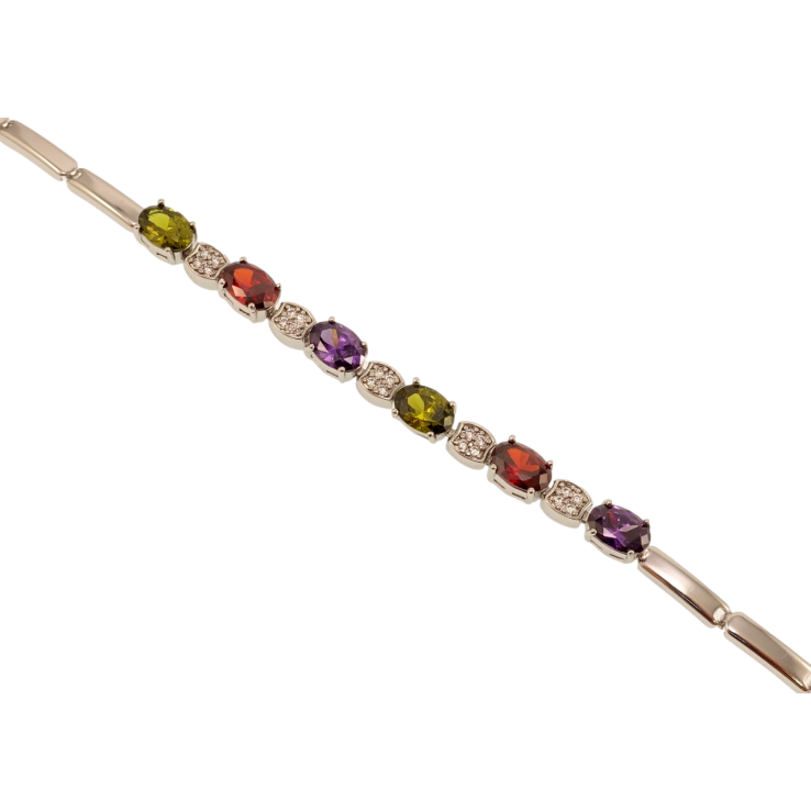 Браслет Xuping Родій Декоративне плетіння з різнокольоровими кристалами довжина 19см х 3мм фото №23