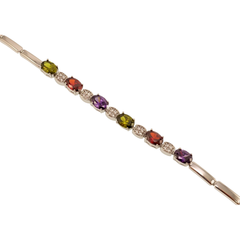 Браслет Xuping Родий Декоративное плетение с разноцветными кристаллами длина 19см х 3мм фото №2