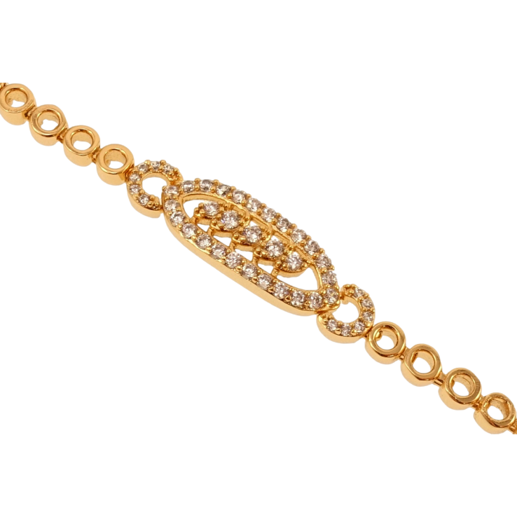 Браслет Xuping Позолота 18K Круглые звенья с овальной вставкой длина с доп.замком 18,19.5см х 4мм фото №24