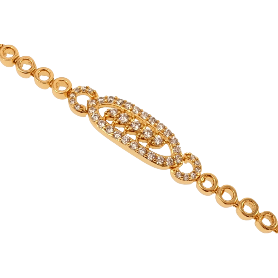 Браслет Xuping Позолота 18K Круглые звенья с овальной вставкой длина с доп.замком 18,19.5см х 4мм фото №1