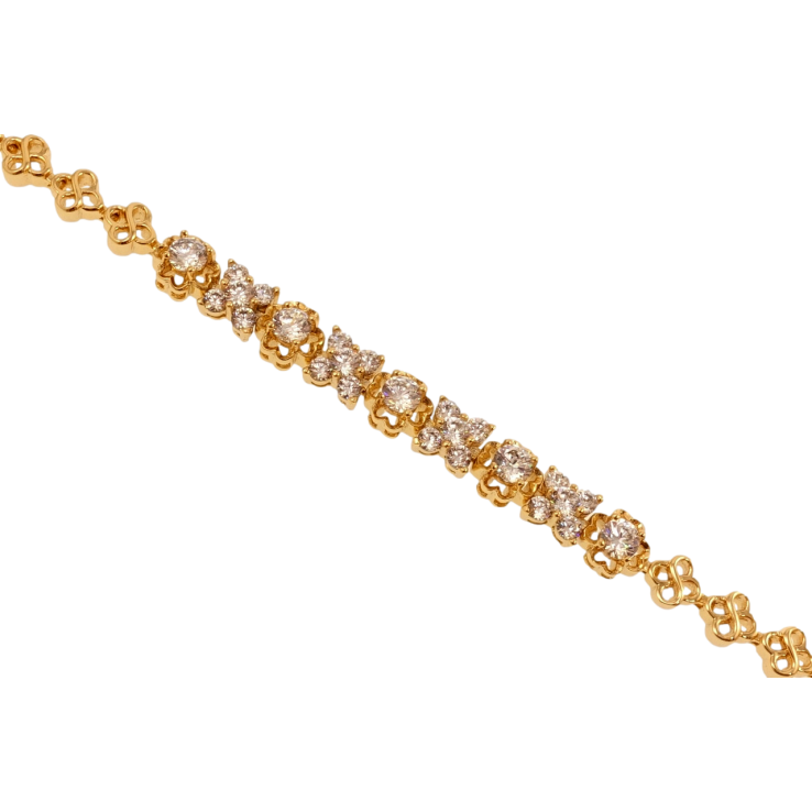 Браслет Xuping Позолота 18K Квіткове плетіння інкрустація цирконієм довжина з дод. замком 17.5,20см х 6мм фото №7