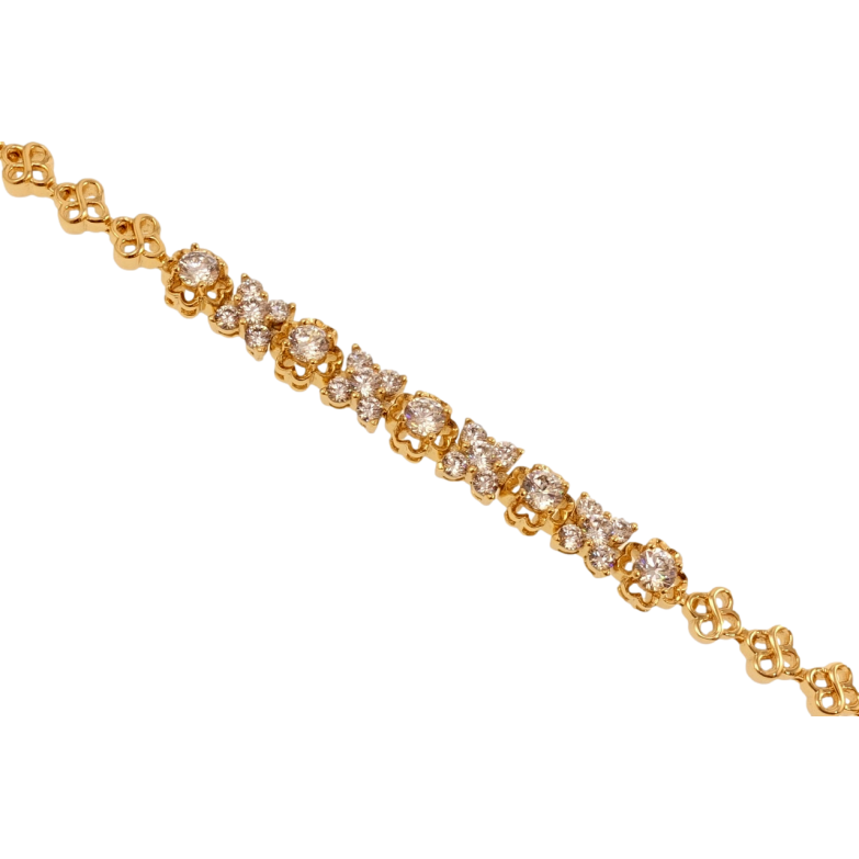 Браслет Xuping Позолота 18K Квіткове плетіння інкрустація цирконієм довжина з дод. замком 17.5,20см х 6мм фото №1