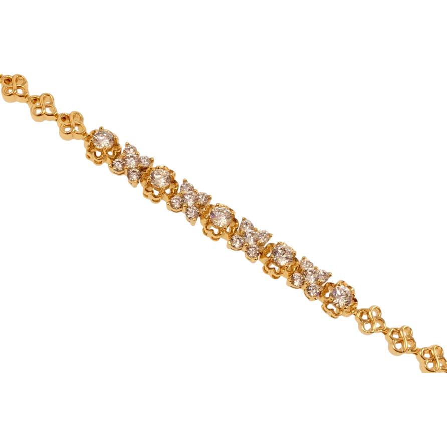 Браслет Xuping Позолота 18K Цветочное плетение инкрустация цирконием длина с доп.замком 17.5,20см х 6мм фото №1