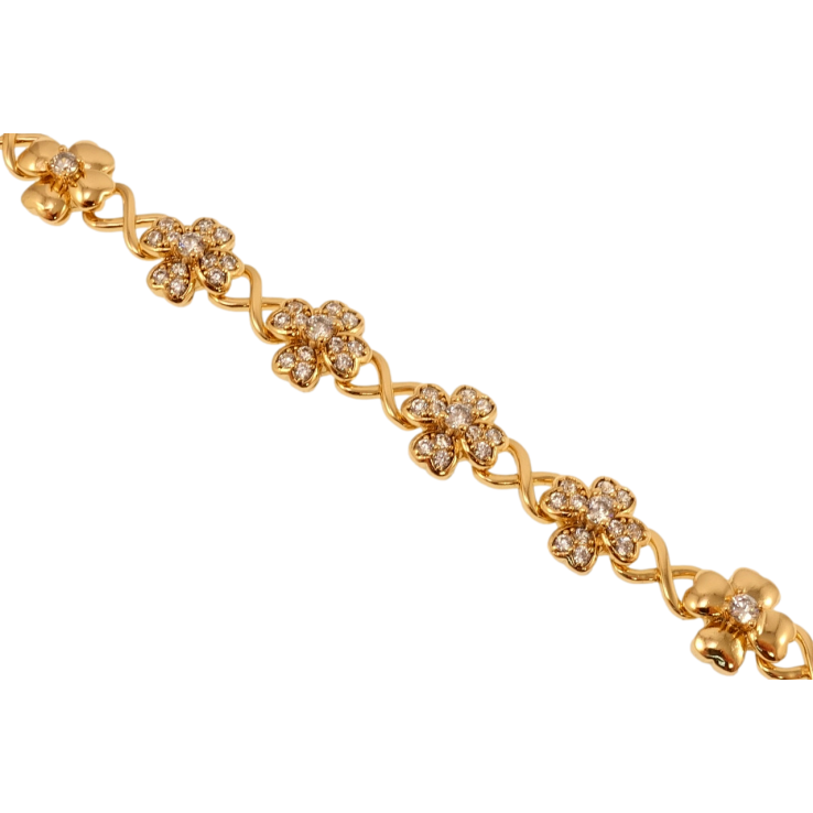 Браслет Xuping Позолота 18K Цветочные звенья с цирконием длина с доп.замком 17.5,19.5см х 10мм фото №12