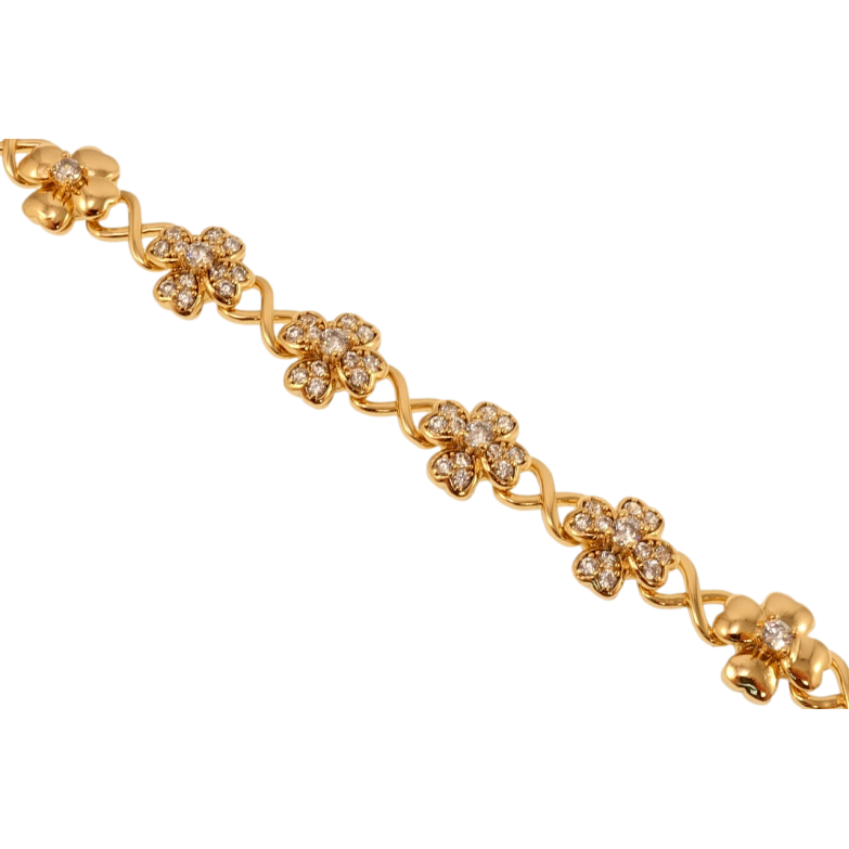 Браслет Xuping Позолота 18K Цветочные звенья с цирконием длина с доп.замком 17.5,19.5см х 10мм фото №1