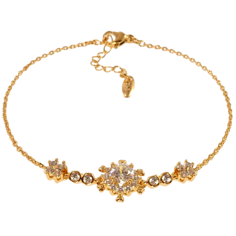 Браслет Xuping Позолота 18K Якорное плетение с кристальными цветами длина с доп.цепочкой 17-20см х 1мм фото №5