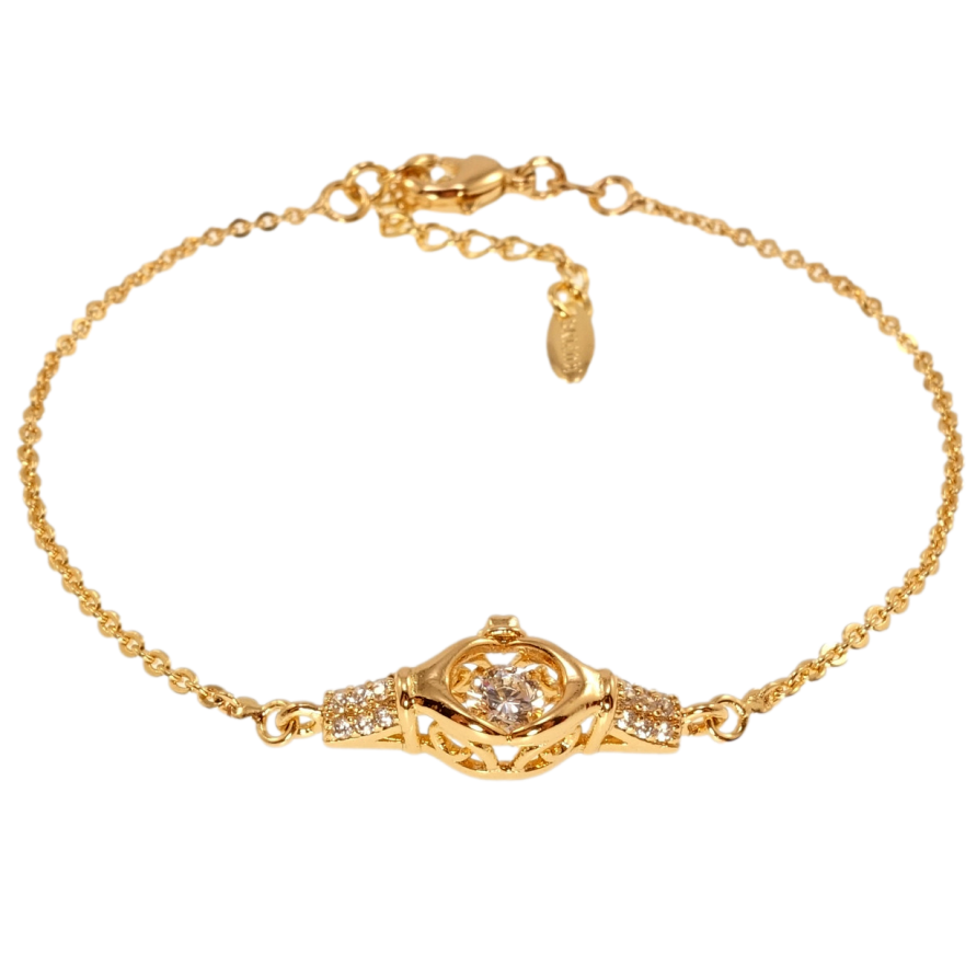 Браслет Xuping Позолота 18K Якорное плетение вставка с танцующим кр-лом длина с доп.цепочкой 17-20см х 1мм фото №1