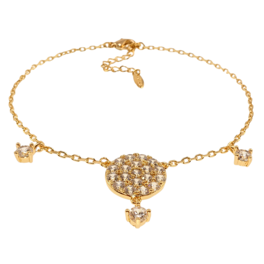 Браслет Xuping Позолота 18K Якорное плетение с кристальными подвесками длина с доп.цепочкой 21-24см х 2мм фото №1