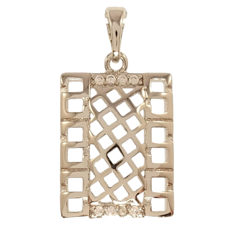 Кулон Xuping Родій Прямокутна підвіска з гратчастим орнаментом для ланцюжка до 5мм фото №1