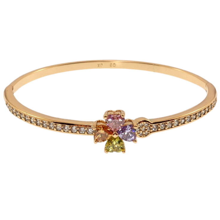 Браслет Xuping Позолота 18K Кольоровий кристальний чотирилисник на доріжці цирконію ø 6см фото №18