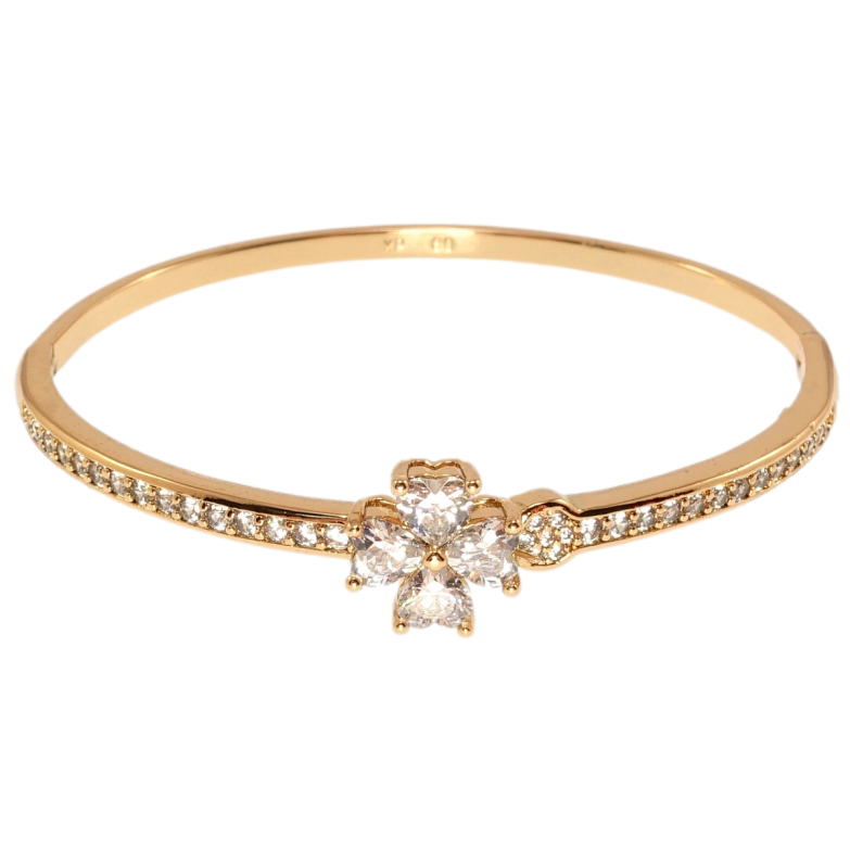 Браслет Xuping Позолота 18K Кристальный четырехлистник на дорожке циркония ø 6см фото №24