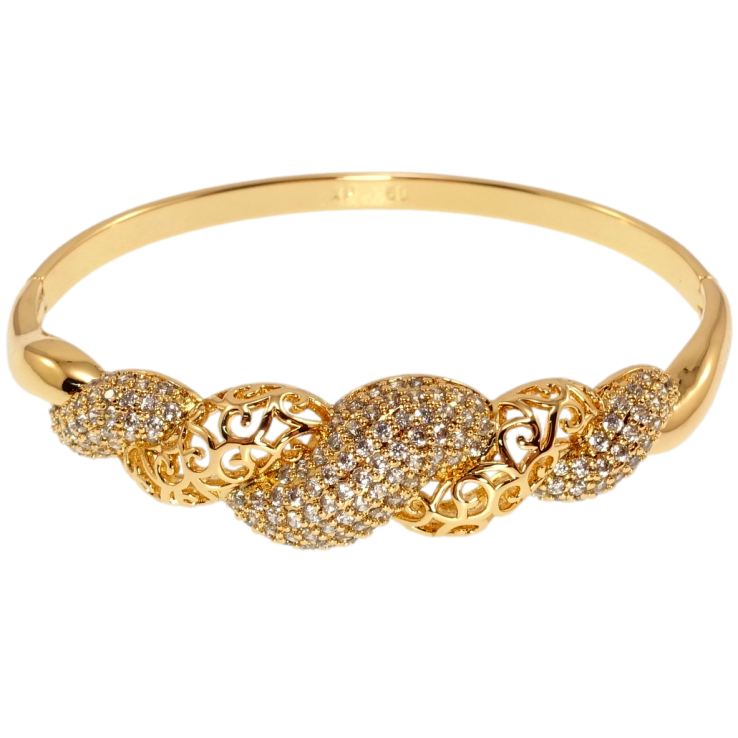 Браслет Xuping Позолота 18K Изящный ажурный орнамент с инкрустацией цирконием ø 6см фото №9