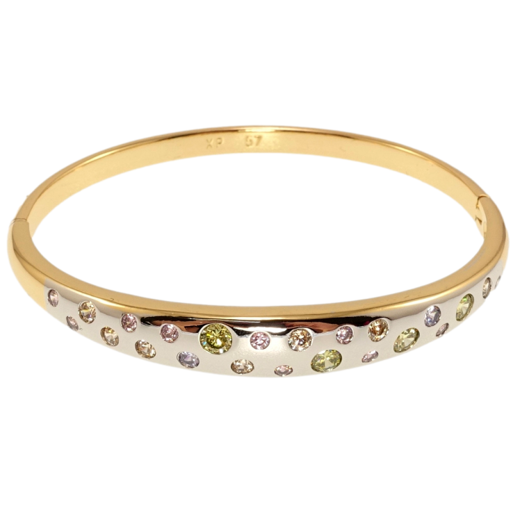 Браслет Xuping Позолота + Родій Вставки різнокольорового цирконію ø 5,7см фото №15 Браслет Xuping Позолота + Родій Вставки різнокольорового цирконію ø 5,7см фото №15
