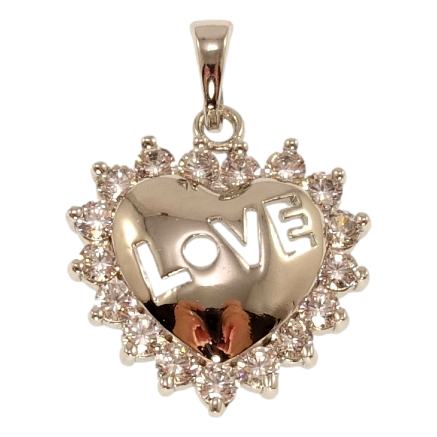Кулон Xuping Родій Серце Love з цирконієм для ланцюжка до 5мм фото №1