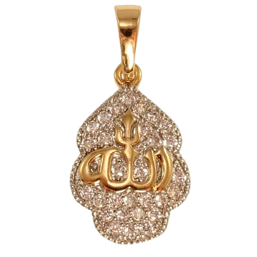 Кулон Xuping Позолота 18K + Родій Фігурна підвіска з написом Аллах інкрустація цирконієм для ланцюжка до фото №1