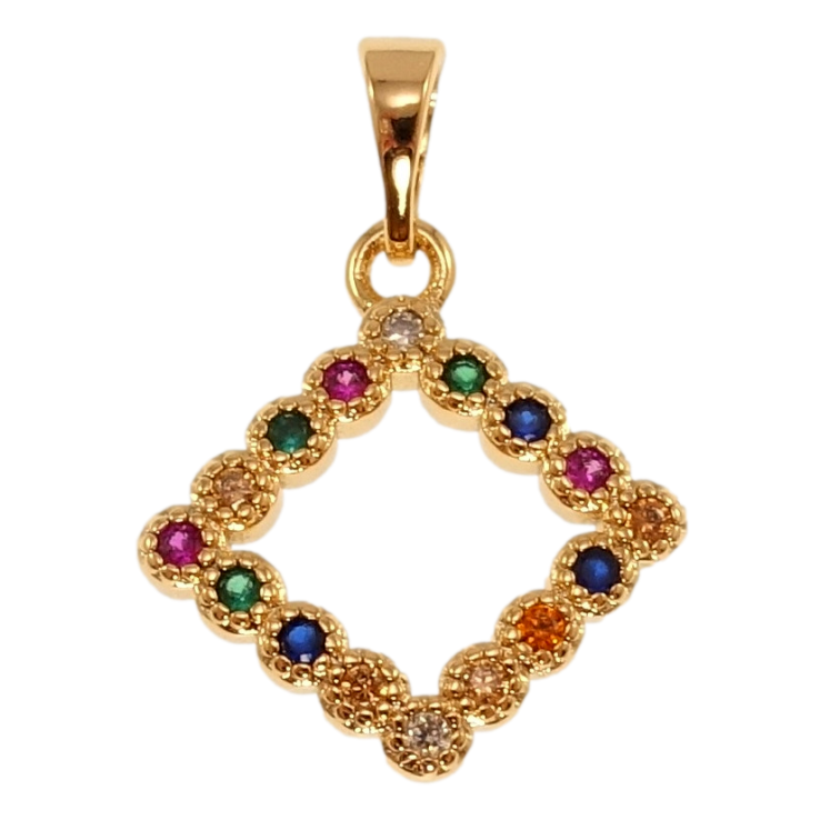 Кулон Xuping Позолота 18K Ромб з різнобарвним цирконієм для ланцюжка до 5мм фото №6