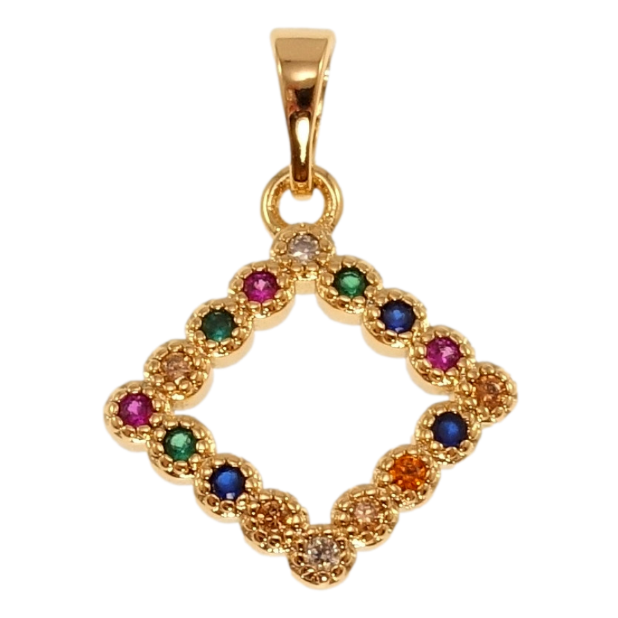 Кулон Xuping Позолота 18K Ромб з різнобарвним цирконієм для ланцюжка до 5мм фото №1 Кулон Xuping Позолота 18K Ромб з різнобарвним цирконієм для ланцюжка до 5мм фото №1