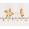 Серьги Xuping QQMM Позолота 14K пусеты Декоративные цветочки с бежевой эмалью и жемчужинами фото №2