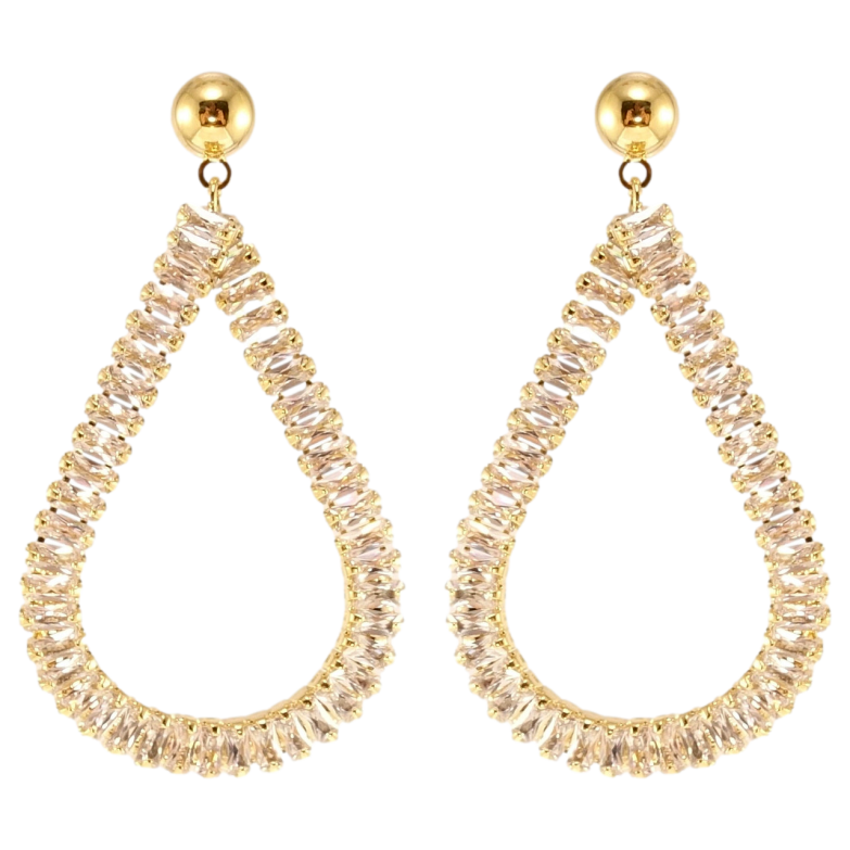 Серьги Xuping QQMM Позолота 14K пусеты Кристальные капельки фото №1