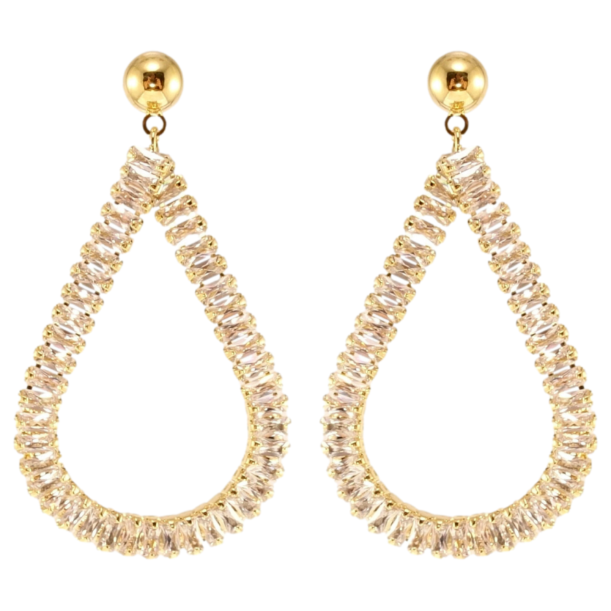 Сережки Xuping QQMM Позолота 14K пусети Кристальні крапельки фото №1