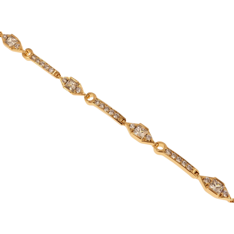 Браслет Xuping Позолота 18K Дорожки циркония с фигурными вставками длина с доп.замком 17,19см х 3-5мм фото №1