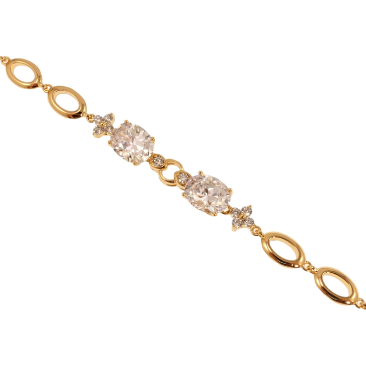 Браслет Xuping Позолота 18K Овальні ланки з кристальними вставками довжина з дод. замком 17.5,19.5см х 6мм фото №14