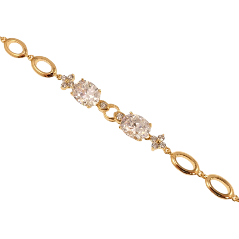 Браслет Xuping Позолота 18K Овальные звенья с кристальными вставками длина с доп.замком 17.5,19.5см х 6мм фото №2