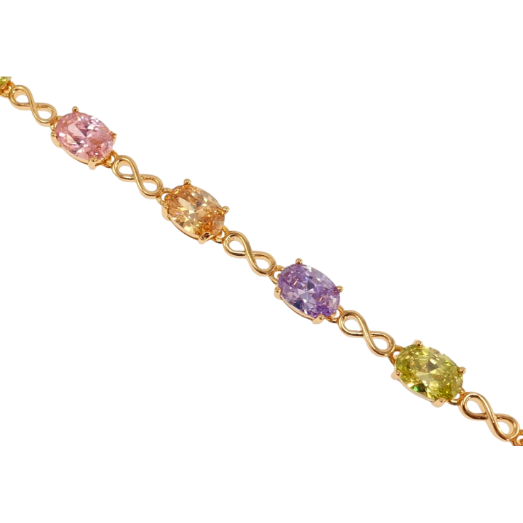 Браслет Xuping Позолота 18K Безкрайність з кольоровими фіанітами довжина з дод. замком 18,20см х 3-5мм фото №18 Браслет Xuping Позолота 18K Безкрайність з кольоровими фіанітами довжина з дод. замком 18,20см х 3-5мм фото №18