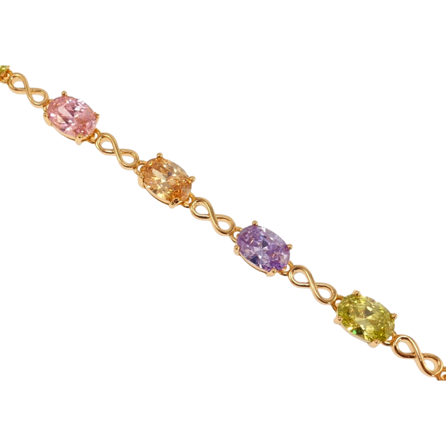 Браслет Xuping Позолота 18K Бескрайность с цветными фианитами длина с доп.замком 18,20см х 3-5мм фото №1