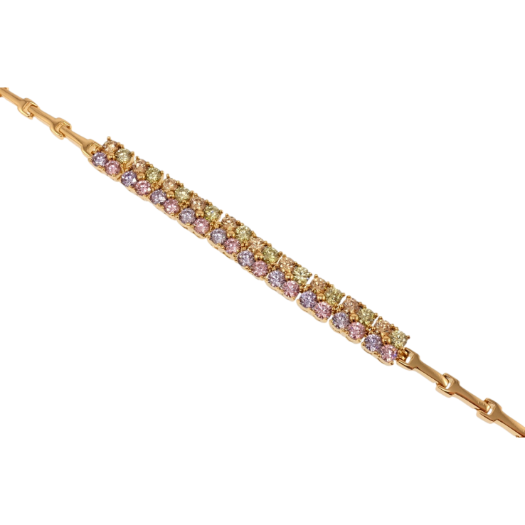 Браслет Xuping Позолота 18K Вставка из разноцветного циркония длина с доп.замком 17,19см х 2-6мм фото №6