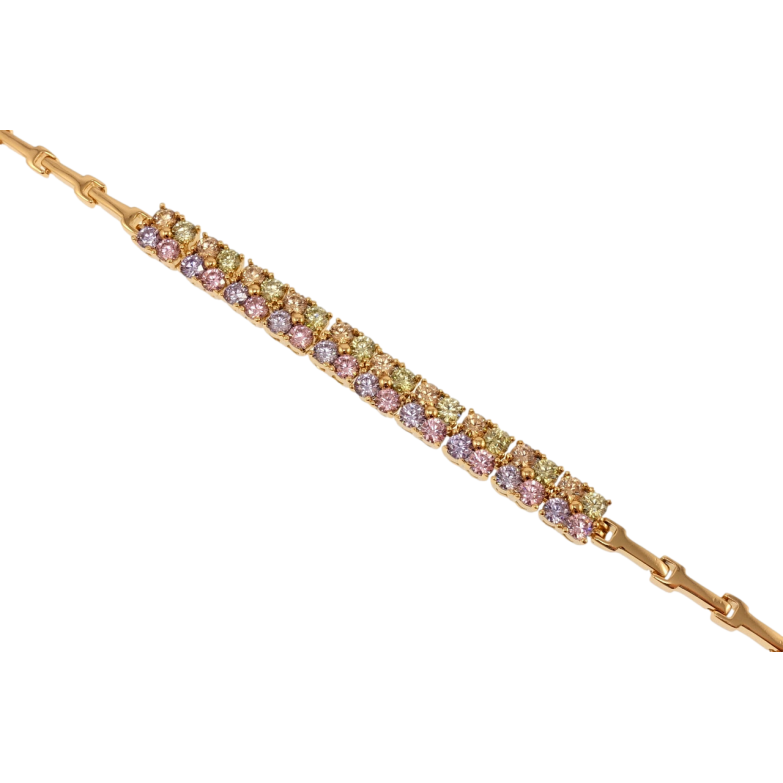 Браслет Xuping Позолота 18K Вставка из разноцветного циркония длина с доп.замком 17,19см х 2-6мм фото №1