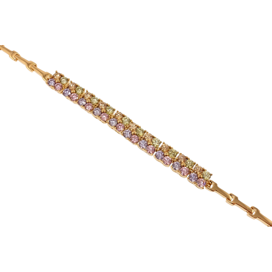 Браслет Xuping Позолота 18K Вставка из разноцветного циркония длина с доп.замком 17,19см х 2-6мм фото №1