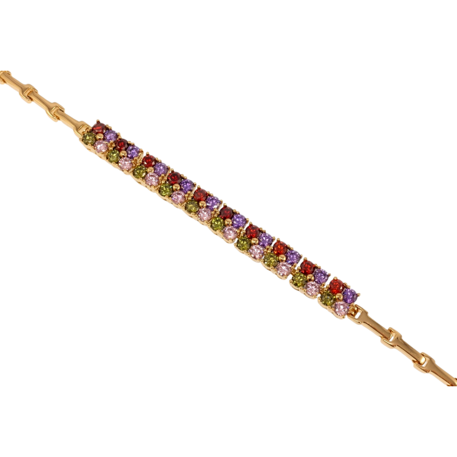 Браслет Xuping Позолота 18K Вставка из разноцветного циркония длина с доп.замком 17,19см х 2-6мм фото №1