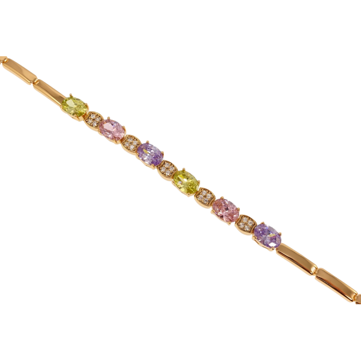 Браслет Xuping Позолота 18K Дорожка разноцветных фианитов длина 19см х 3мм фото №17