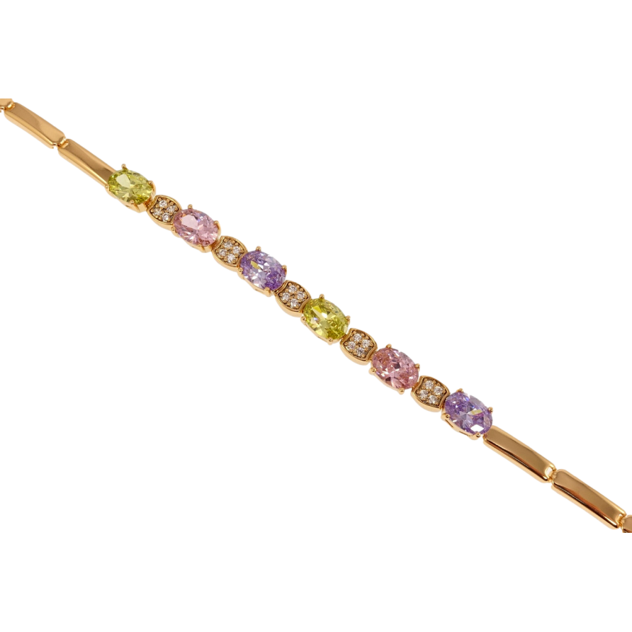 Браслет Xuping Позолота 18K Дорожка разноцветных фианитов длина 19см х 3мм фото №1