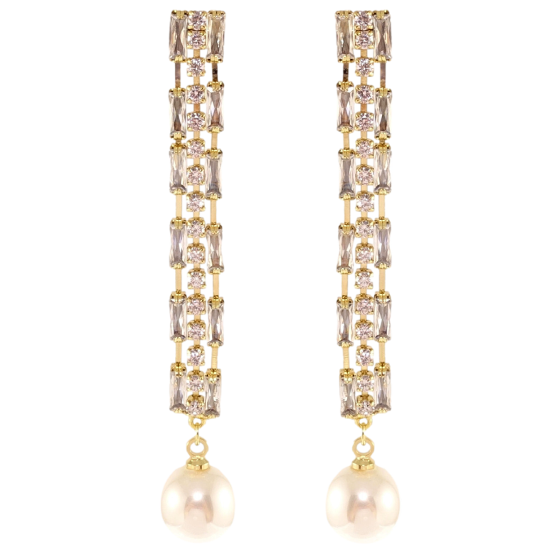 Серьги Xuping QQMM Позолота 14K пусеты Кристальные подвески с жемчугом фото №1