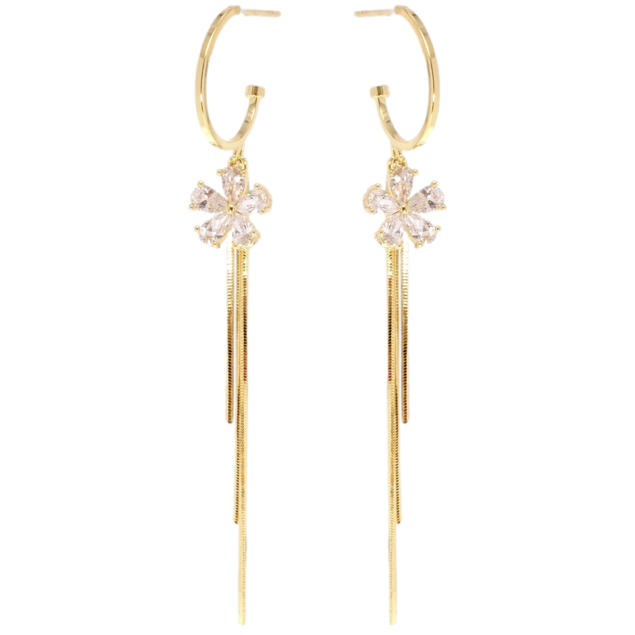 Сережки Xuping QQMM Позолота 14K пусети Кристальні квіточки на колечких фото №1