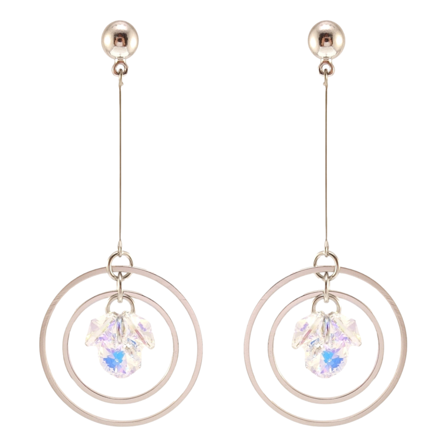 Серьги Xuping цвет Родий с кристаллами Swarovski пусеты Кристаллы Shimmer в кольцах фото №1