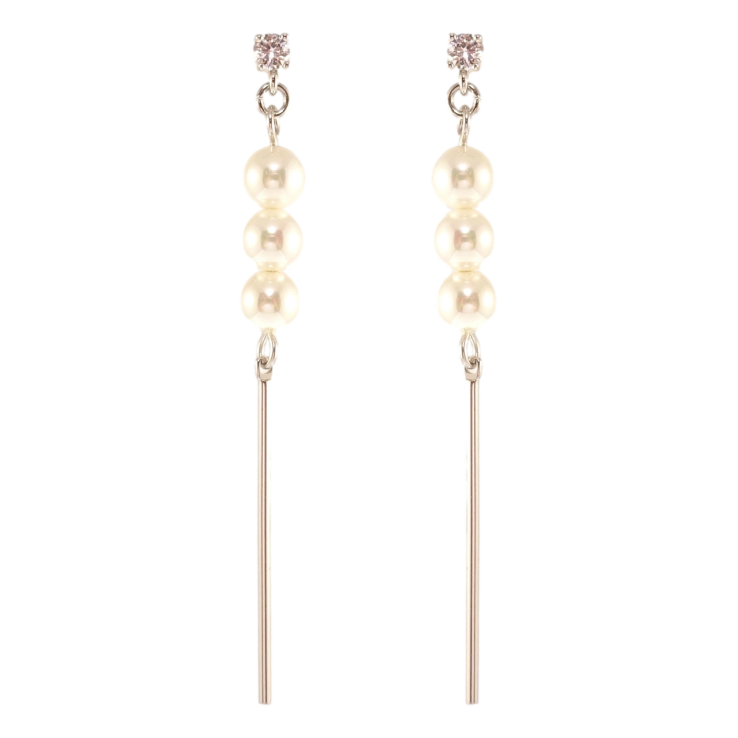 Серьги Xuping QQMM Родий пусеты Жемчужное трио фото №14